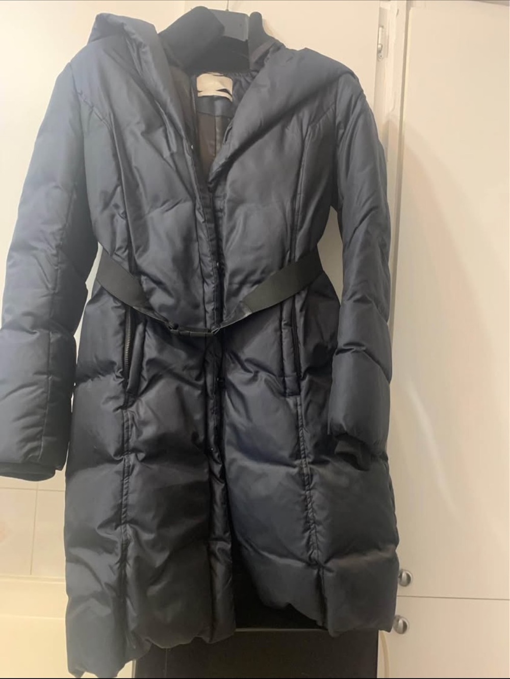 Soia & Kyo Navy Quilted Puffer Coat with Belt